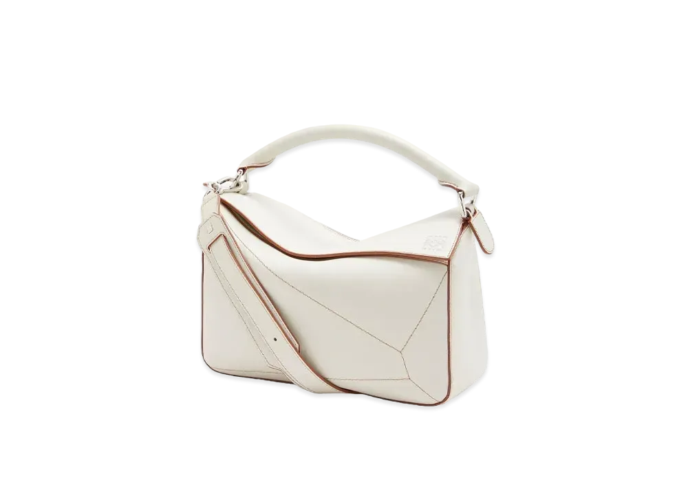 LOEWE Puzzle Soft Bag In Nappa Calfskin "Soft White"