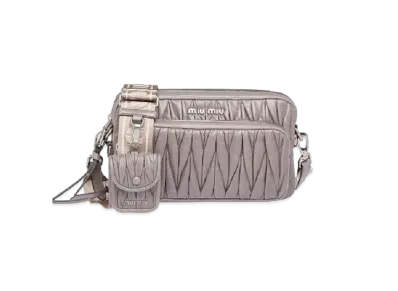 MIU MIU Materasse Shine Leather Shoulder Bag "Gray"