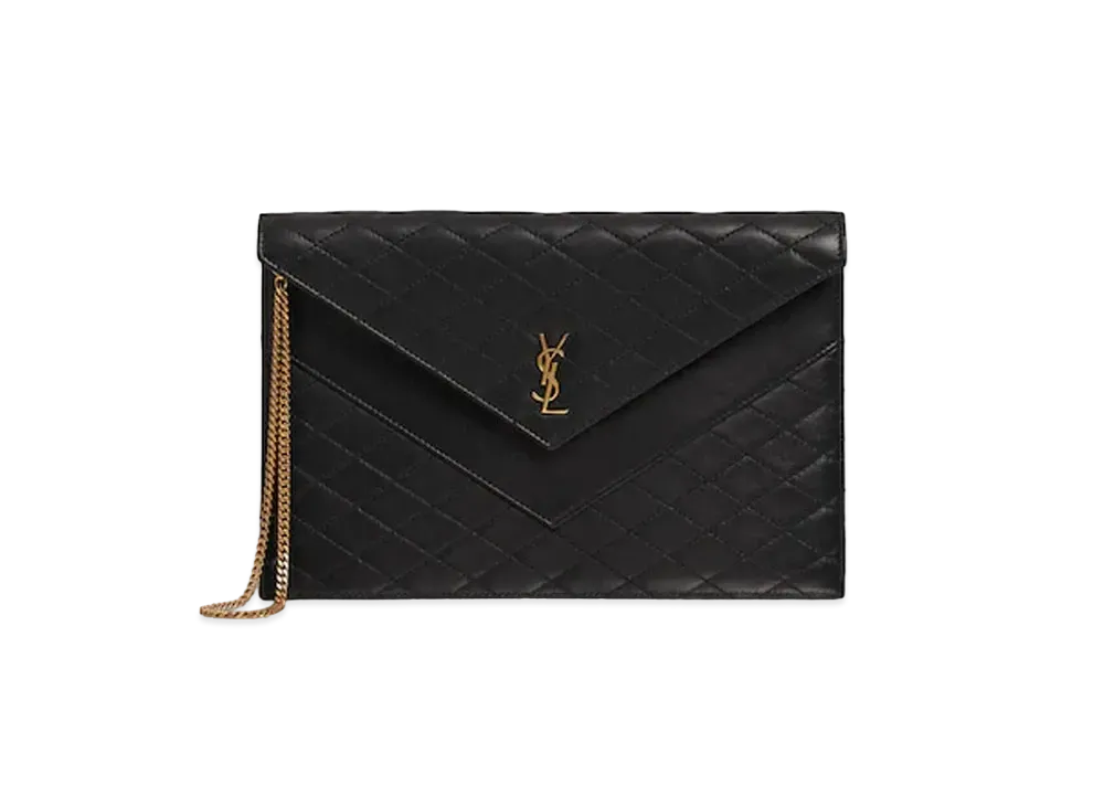 SAINT LAURENT Gaby Double-Flap Chain Pouch In Lambskin "Black"