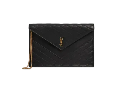 SAINT LAURENT Gaby Double-Flap Chain Pouch In Lambskin "Black"