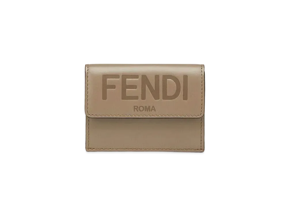 FENDI Micro Three-Fold Wallet Leather Wallet "Gray"