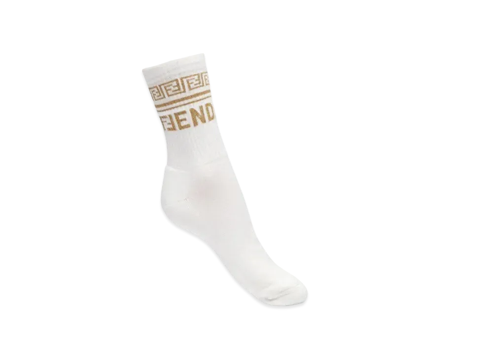 FENDI & VERSACE (FENDACE) ブラック ロゴソックス　新品 フェンディ x ヴェルサーチェ フェンダーチェ ロゴ ブラックコットン