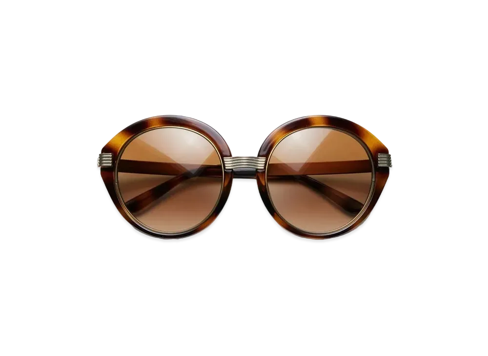 Tory Burch Kira Stripe Round Sunglasses "Dark Tortoise"