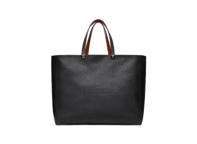 Valentino Galavani Identity Leather Reversible Tote "Black"