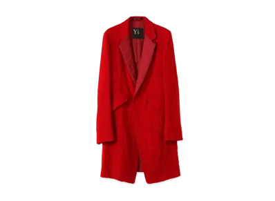 Yohji Yamamoto Y's WOOL ROUGH TWILL GARMENT MILLING LONG TAILORED JACKET "Red"