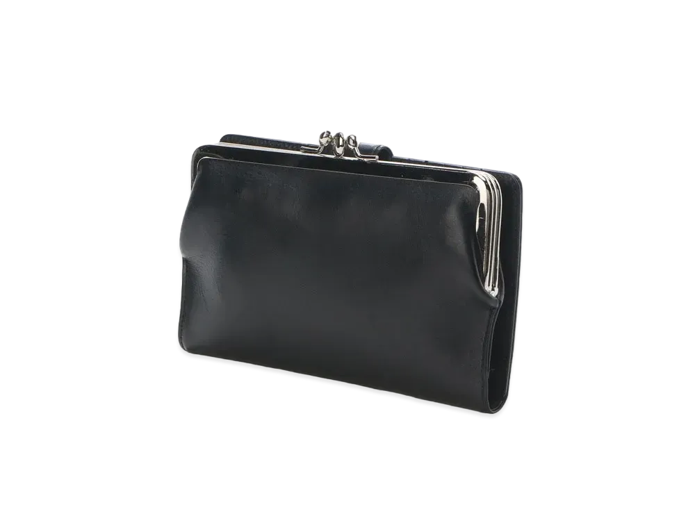 Yohji Yamamoto SEMI GLOSS LEATHER CLASP LONG WALLET "Black"