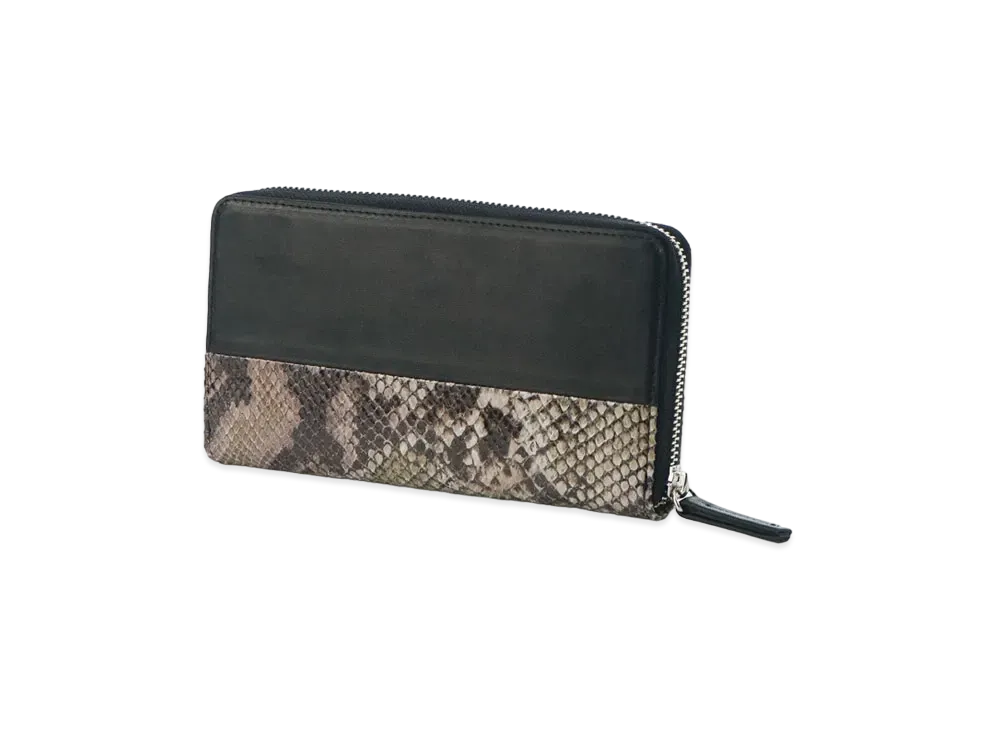 Yohji Yamamoto COW LEATHER SNAKE PATTERN COMBI 3 SIDE LONG WALLET "Black/White"