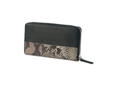 Yohji Yamamoto COW LEATHER SNAKE PATTERN COMBI 3 SIDE LONG WALLET "Black/White"