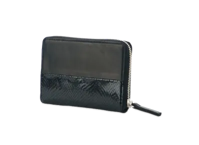 Yohji Yamamoto COW LEATHER SNAKE PATTERN COMBI 3 SIDE WALLET "Black/Black"