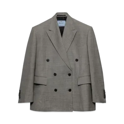 PRADA Women's Double-Breasted Grisaille Jacket "Gray"