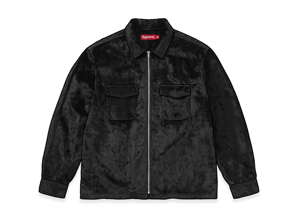 Supreme Faux Fur Zip Up Shirt "Black"