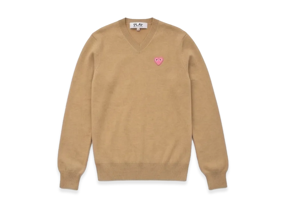 PLAY COMME des GARCONS V-Neck Sweater "Beige"