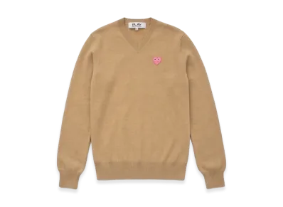 PLAY COMME des GARCONS V-Neck Sweater "Beige"