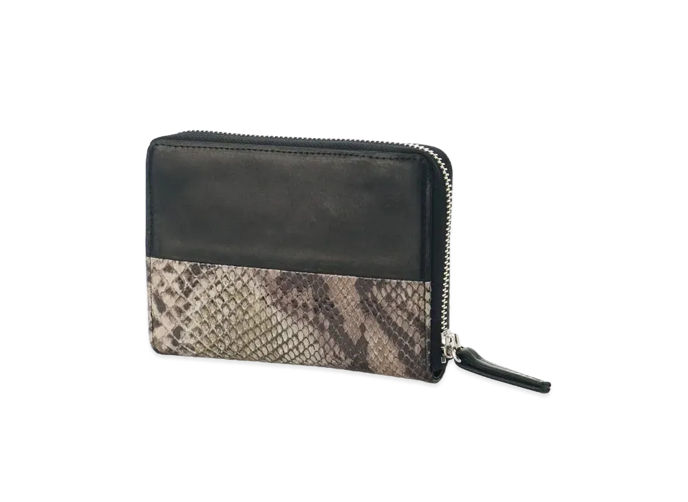 Yohji Yamamoto COW LEATHER SNAKE PATTERN COMBI 3 SIDE WALLET "Black/White"