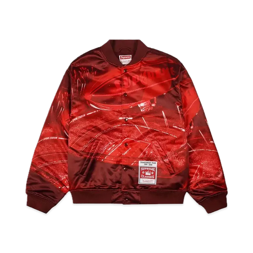 Supreme x Mitchell & Ness Stadium Satin Varsity Jacket "Red"