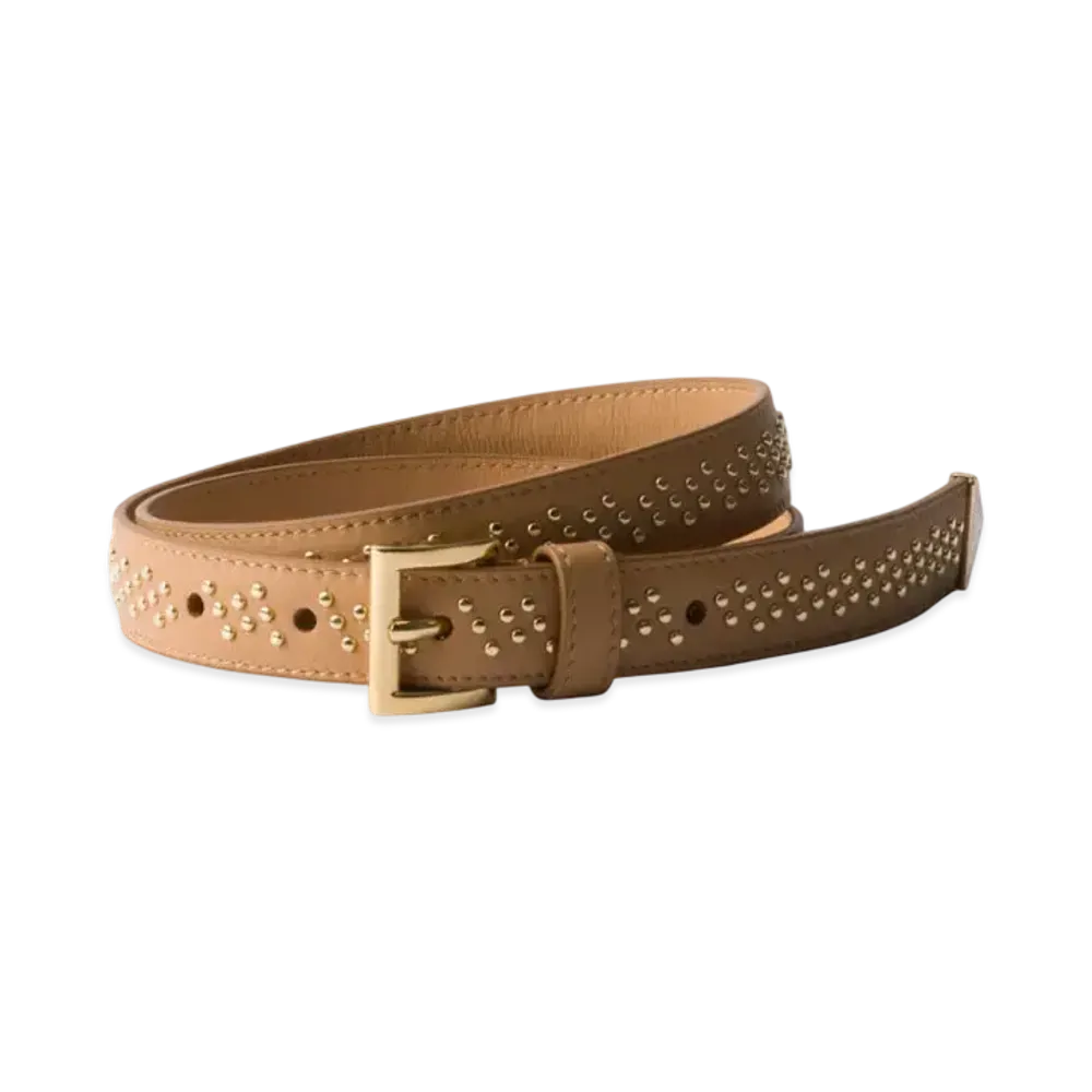 PRADA Leather Belt with Studs "Natural"
