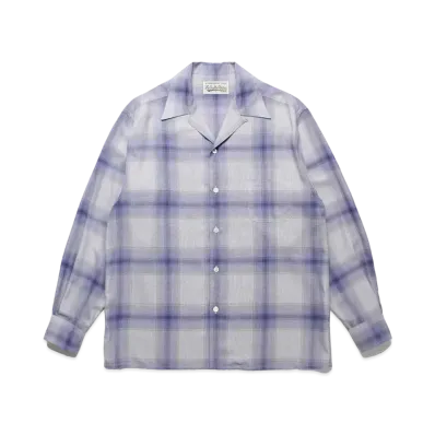 WACKO MARIA Check Open Collar Shirt "White/Purple"