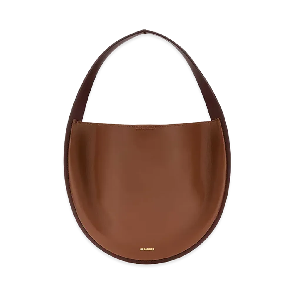 Jil Sander Women's Leather Pivot Shoulder Bag "Caramel/Purple"
