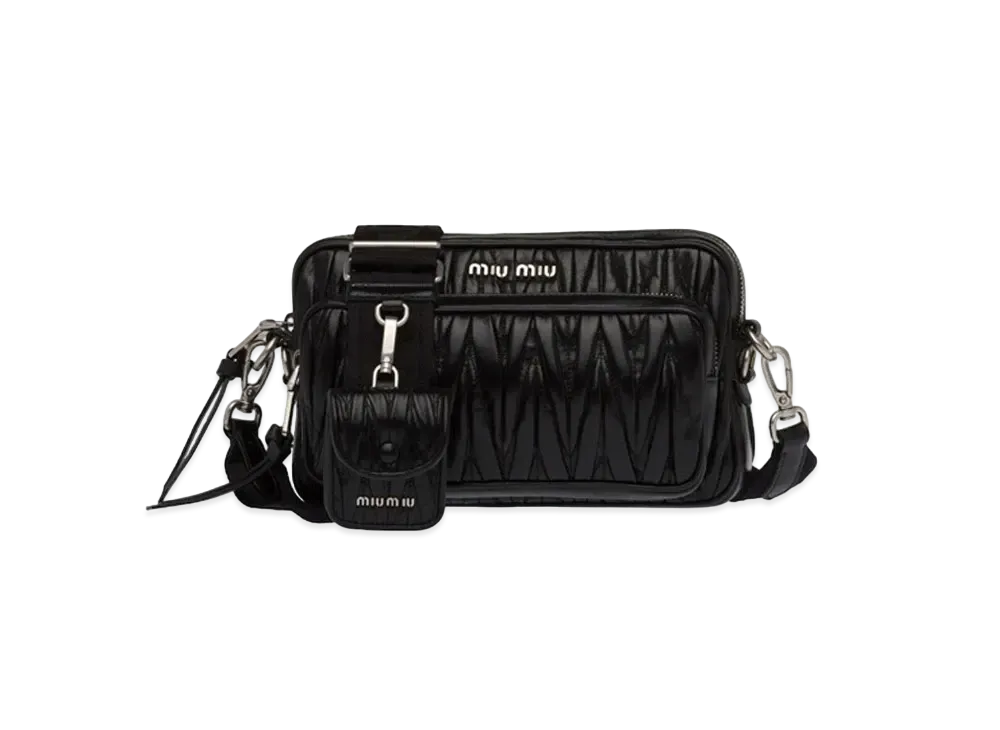 MIU MIU Materasse Shine Leather Shoulder Bag "Black"