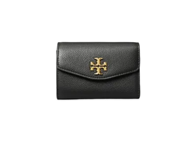 Tory Burch Kira Pebbled Medium Flap Wallet "Black"