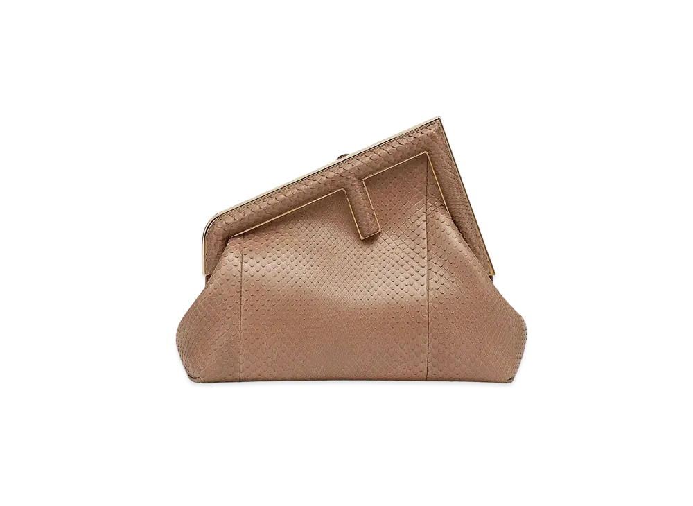 FENDI First Small Python Leather Bag "Brown"