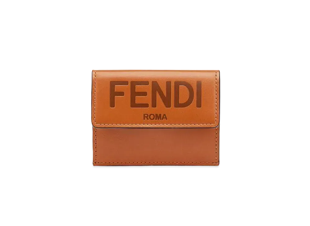 FENDI Micro Three-Fold Wallet Leather Wallet "Brown"