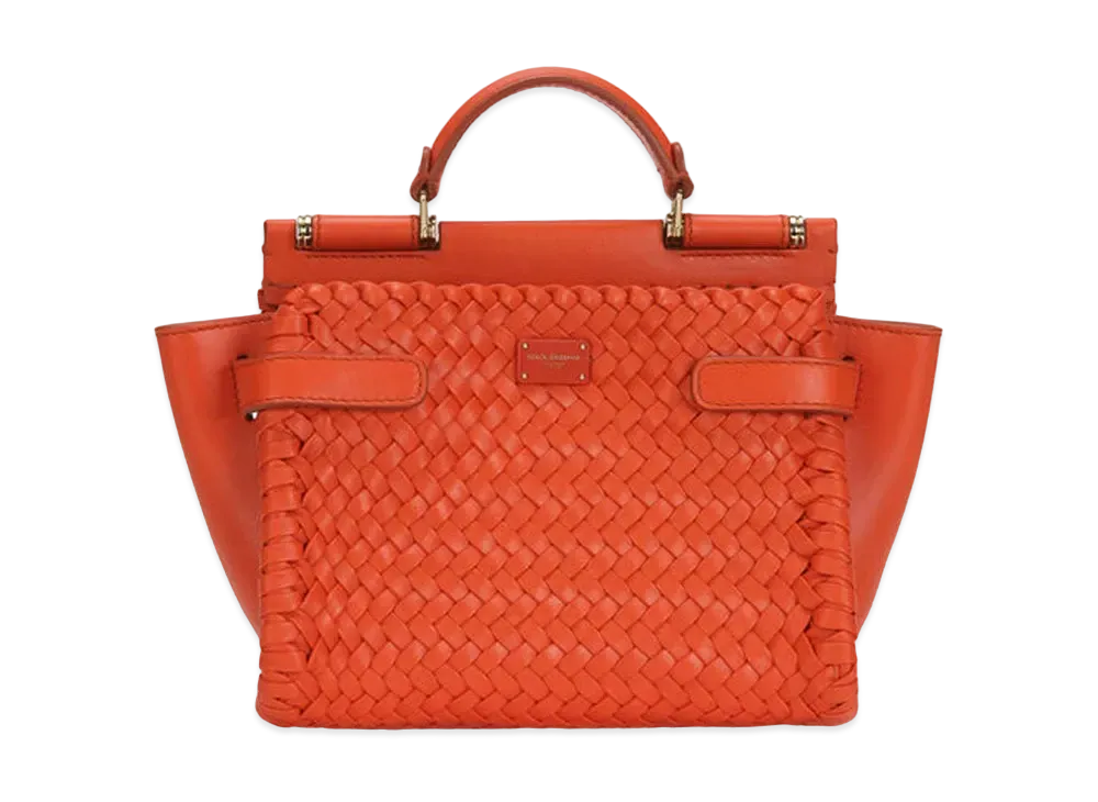 Dolce&Gabbana Sicily 62 Soft Bag Small Woven Nappa & Tahiti Calfskin "Orange"