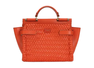 Dolce&Gabbana Sicily 62 Soft Bag Small Woven Nappa & Tahiti Calfskin "Orange"