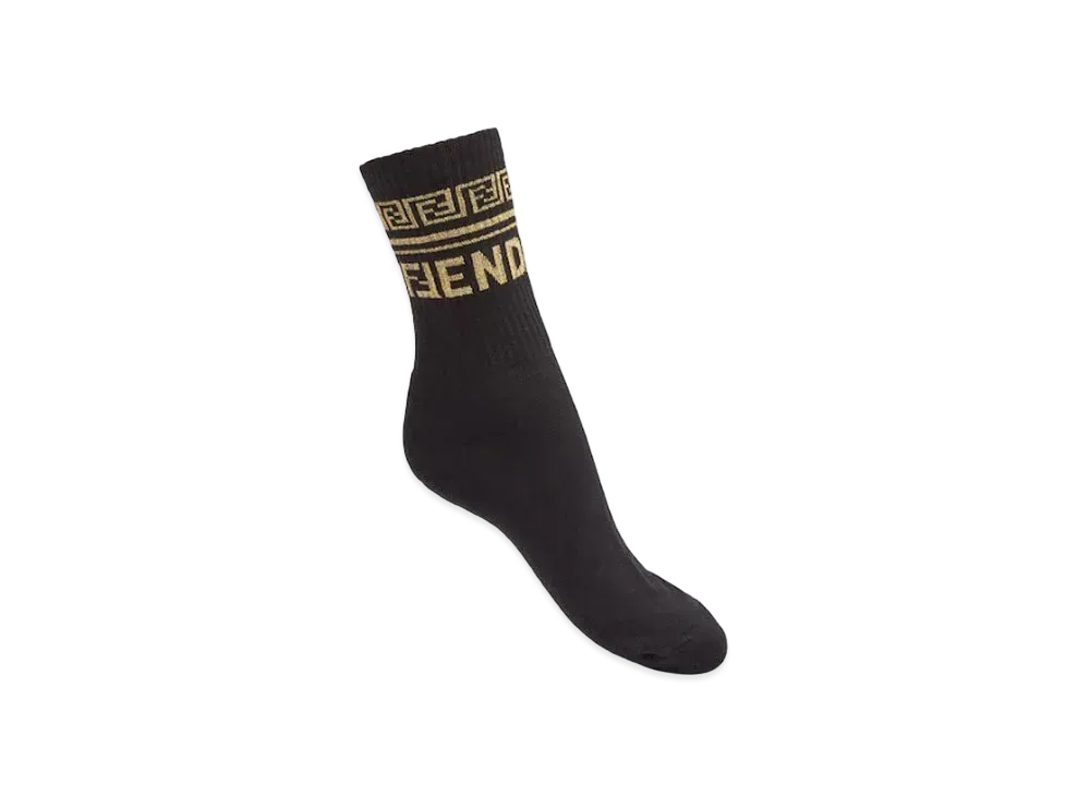 FENDI x Versace Fendace Logo Black Cotton Socks "Black"