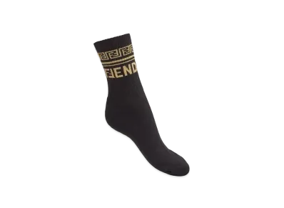 FENDI x Versace Fendace Logo Black Cotton Socks "Black"