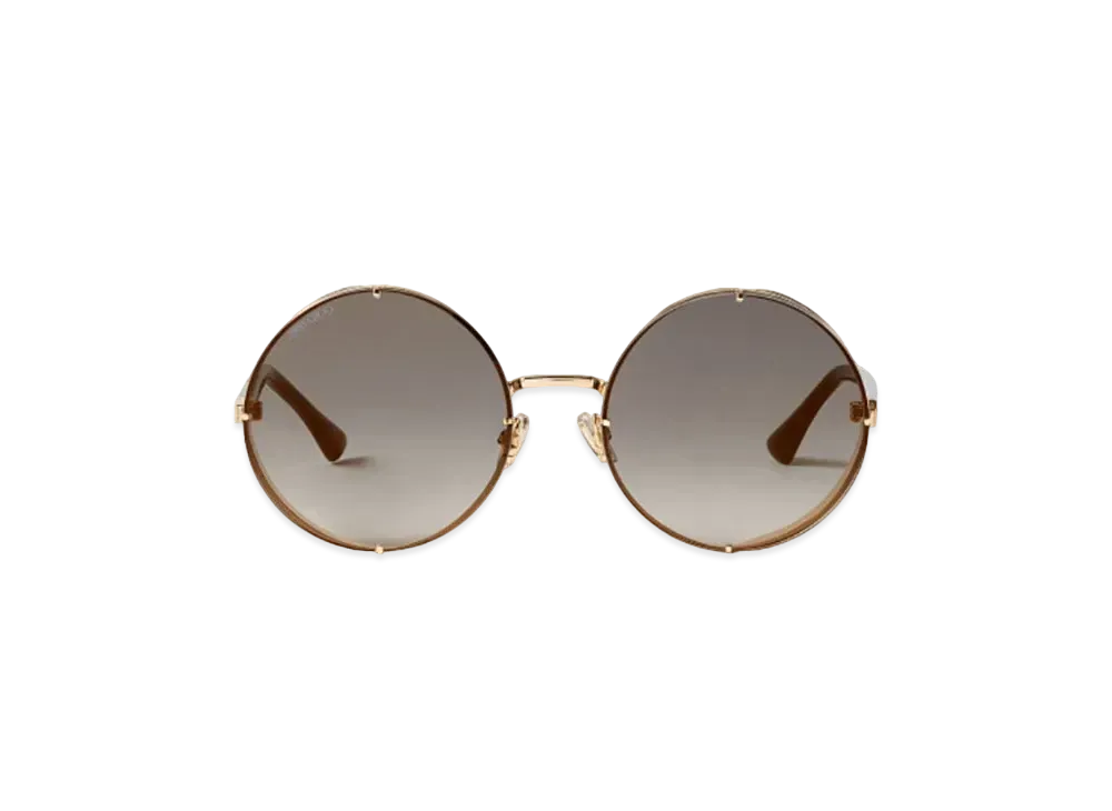 Jimmy Choo Lilo Metal Frame Round Sunglasses With Mirrored Lenses "Grey/Gold/Rose Gold"