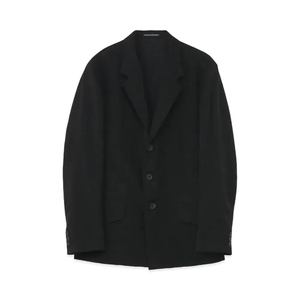 Yohji Yamamoto Pour Homme W/GABARDINE 3BUTTON SINGLE FLAP JACKET "Black"