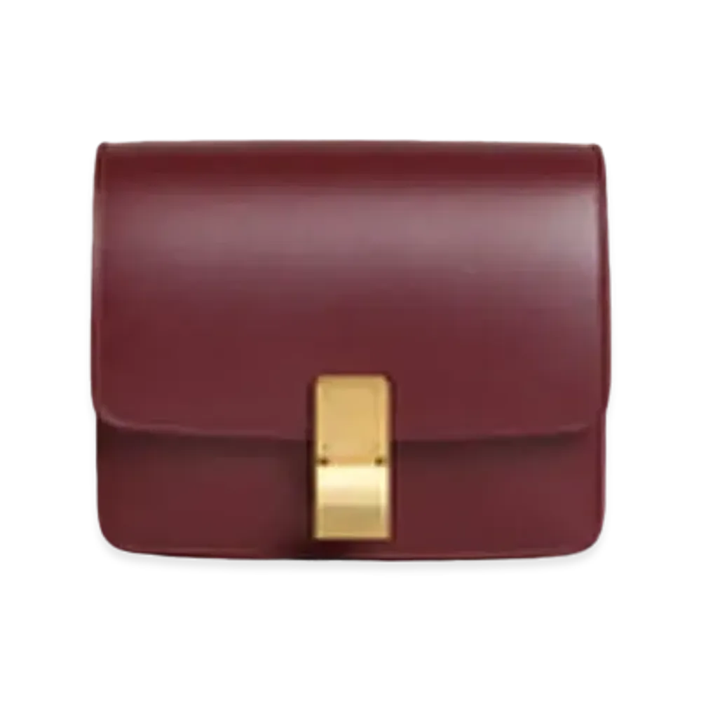 CELINE Small Classic Bag in Box Calfskin "Burgundy"