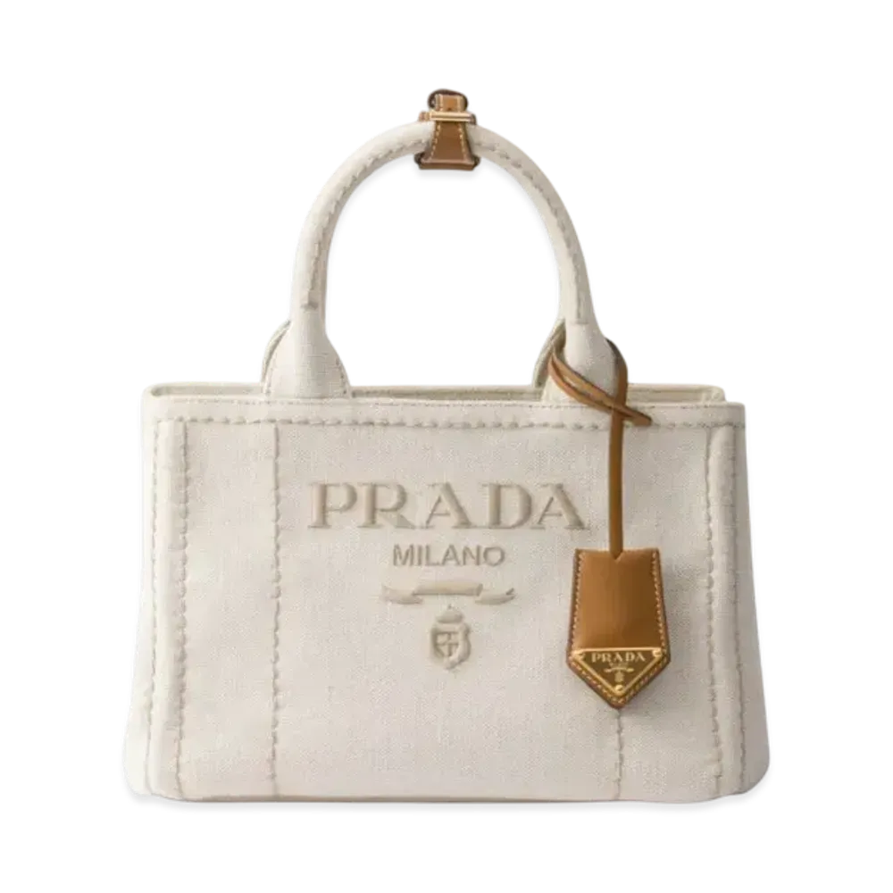 PRADA Small Linen Blend Handbag "Natural"