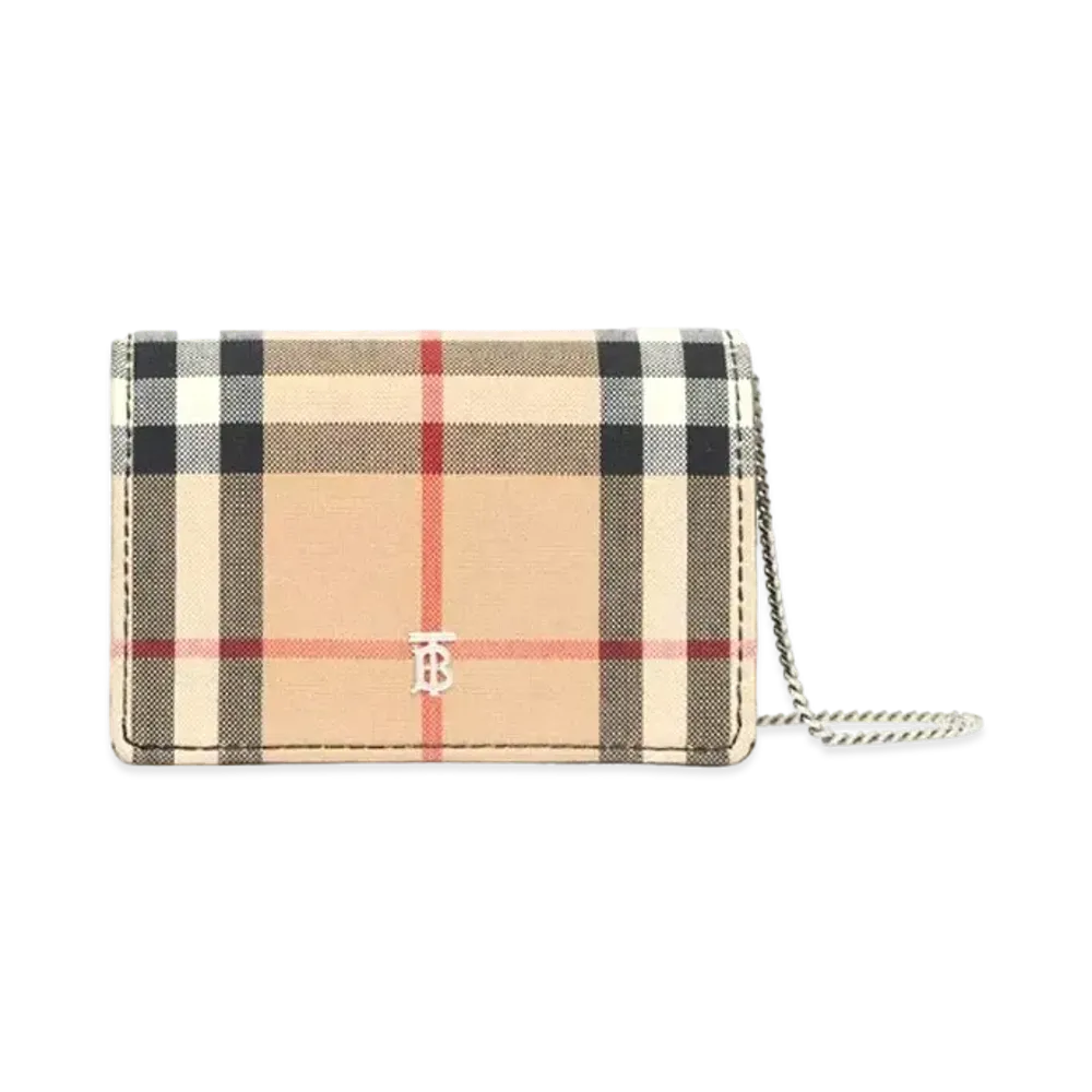 Burberry Vintage Check Card Case with Detachable Strap "Black"