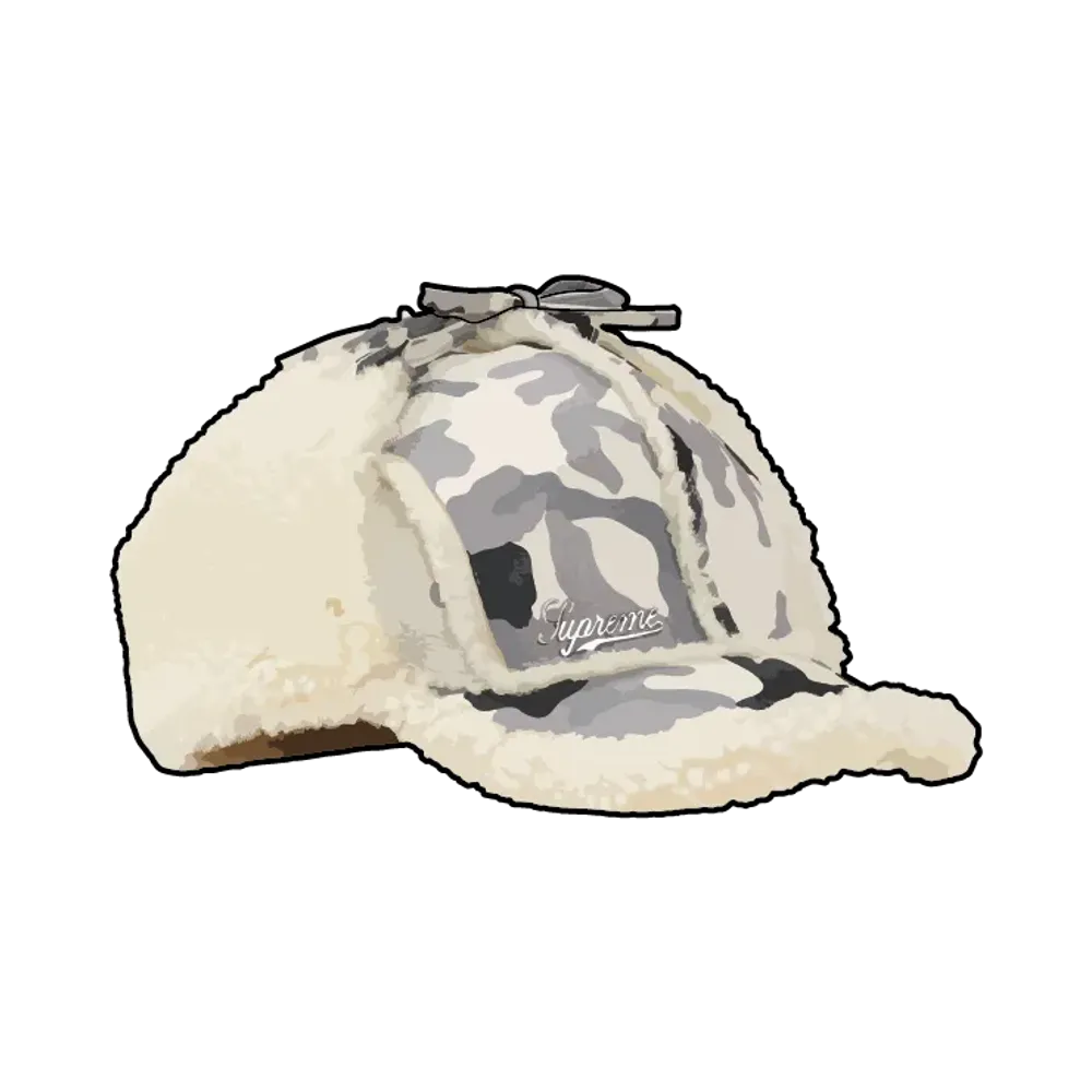 Supreme Shearling Lined Earflap Cap "Snow Camo"