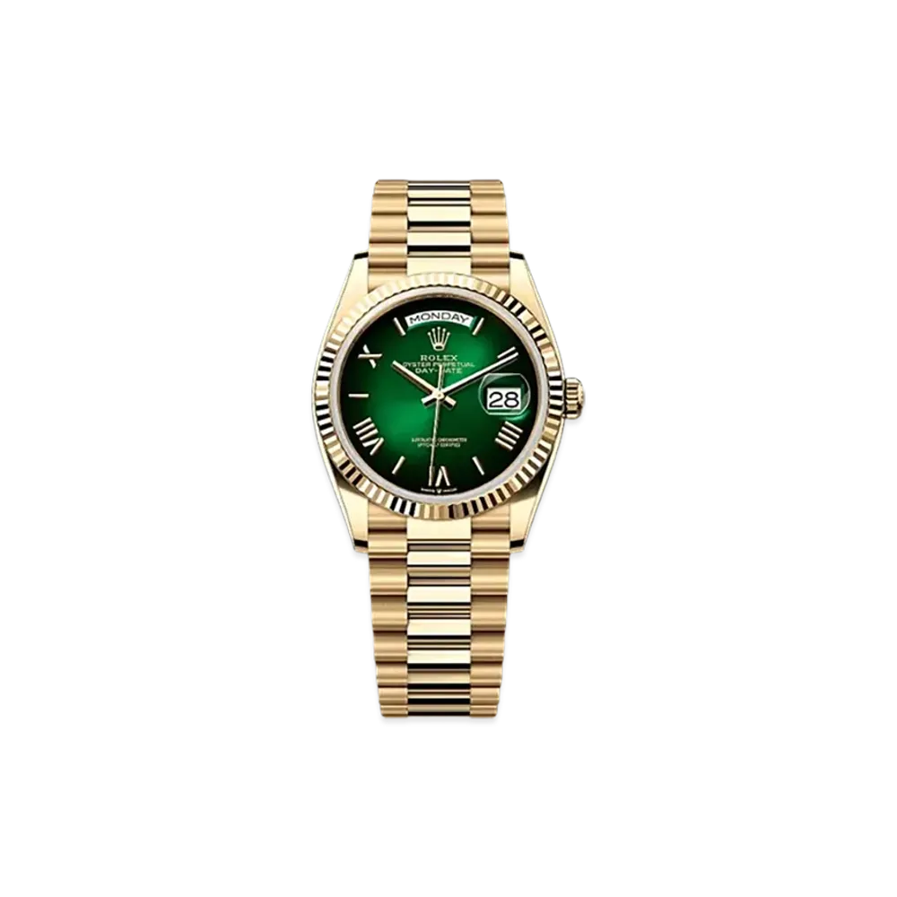 ROLEX Day-Date 36mm Yellow Gold 128238 "Green Ombre"