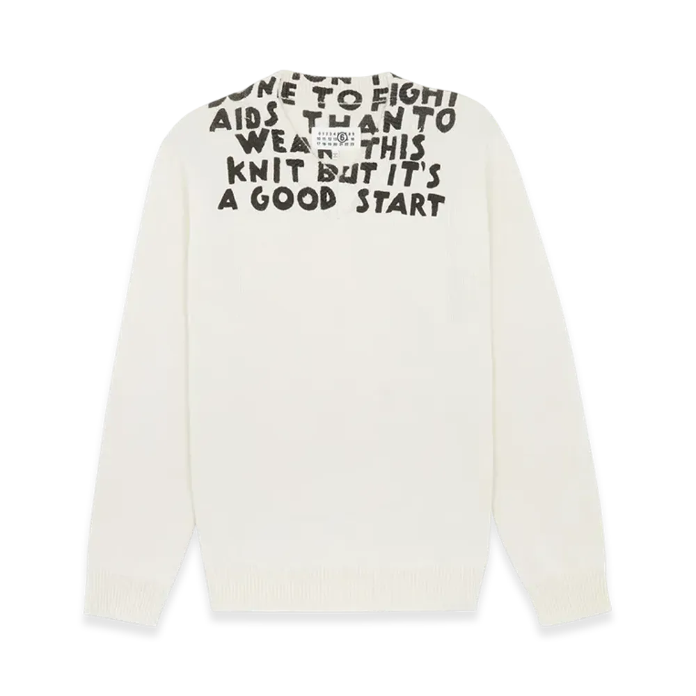 MM6 Maison Margiela Men's V-Neck SIDA Sweater "White"