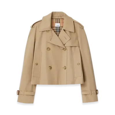Burberry Cropped Gabardine Trench Jacket "Honey"