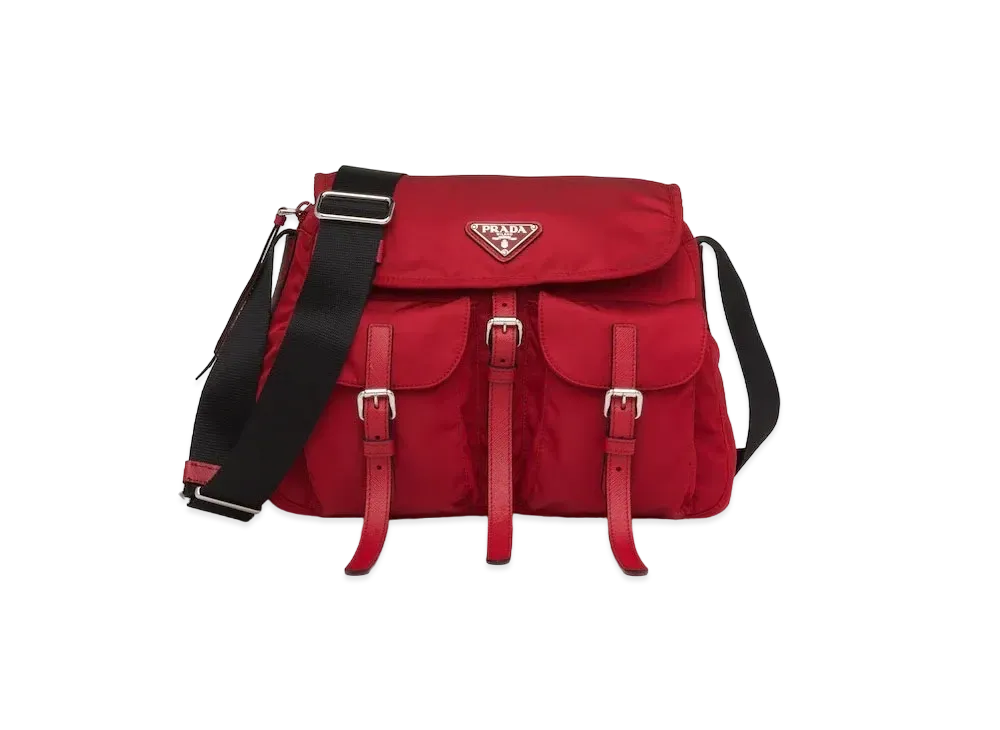 PRADA Nylon Shoulder Bag "Fire/Black"