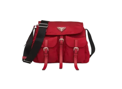PRADA Nylon Shoulder Bag "Fire/Black"