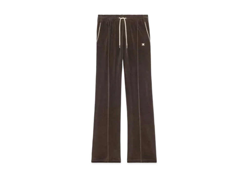 CELINE Triomphe Flared Jersey Track Pants / Velvet Jersey "Brown"