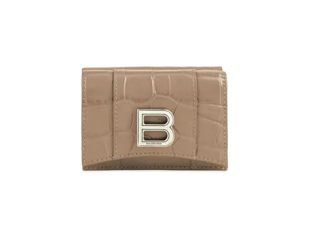 BALENCIAGA Hourglass Mini Wallet in Mink "Brown"