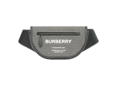 Burberry Small Horse Ferry Print Canvas Olympia Bam Bag "Black Grey"