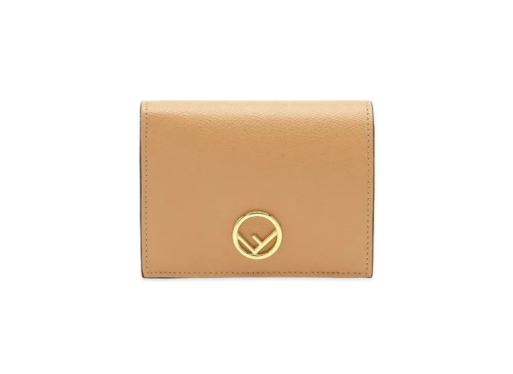 FENDI Two-Fold Wallet Leather Compact Wallet "Beige"