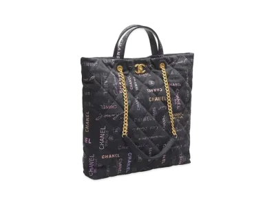 CHANEL Maxi Shopping Bag Print Denim "Black/Multicolor"