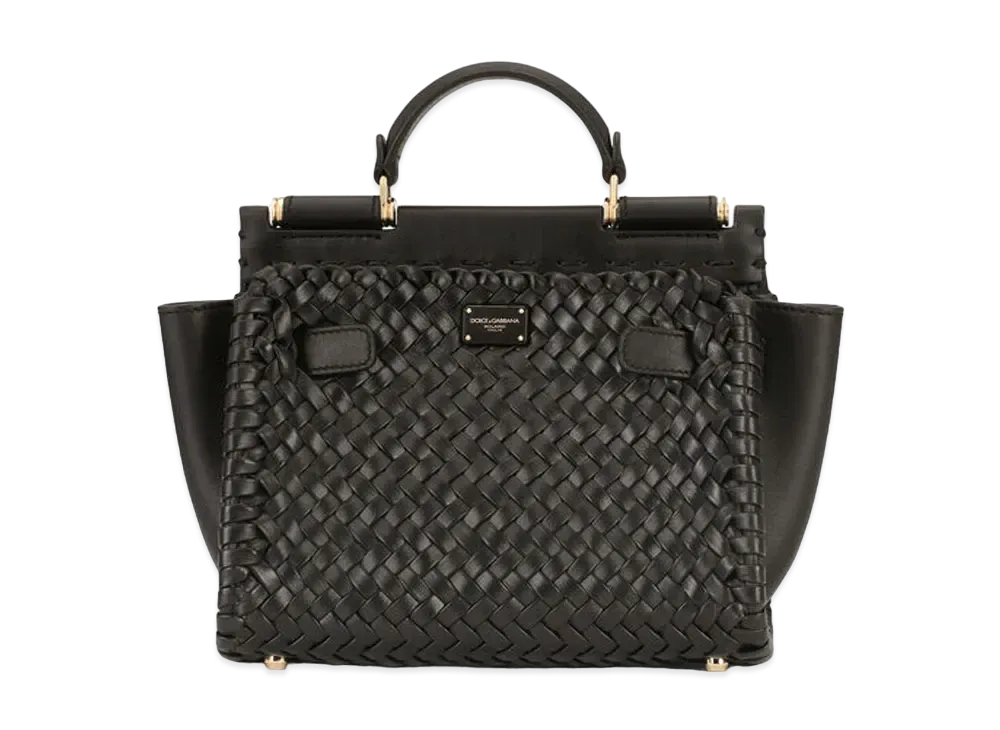 Dolce&Gabbana Sicily 62 Soft Bag Small Woven Nappa & Tahiti Calfskin "Black"