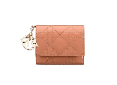 Dior Lady Dior Lotus Wallet Cannage Patent Calfskin "Rose"