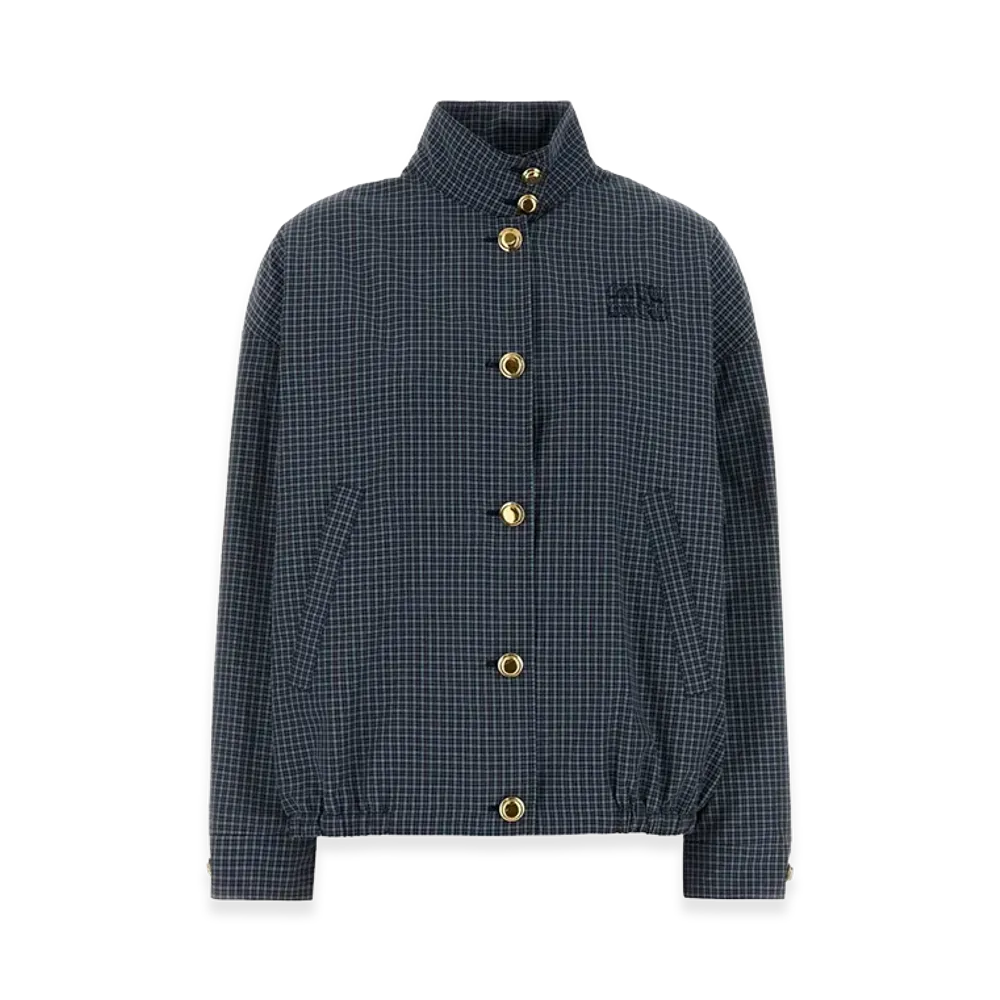 MIU MIU Women's Embroidered Nylon Blend Jacket "Blue"