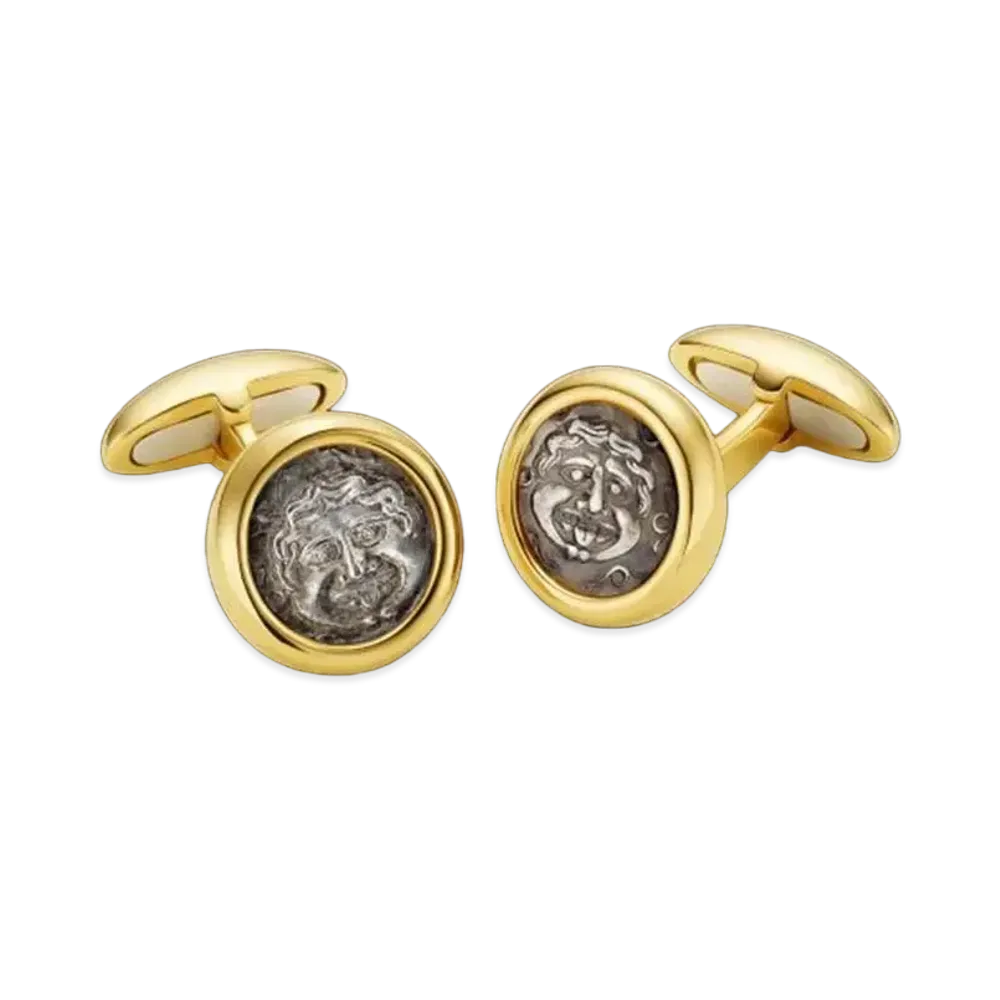 BVLGARI Monete Cufflinks Antique Coin "Yellow Gold"